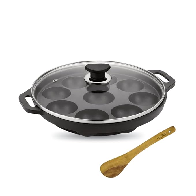LILYDALE PANIYARAM 9 PIT ROUND WITH GLASS LID 200mm